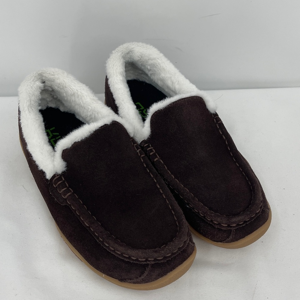 KURU Black Insole Slip-On with White Faux Fur Trim WOMENS SIZE 7.5 M